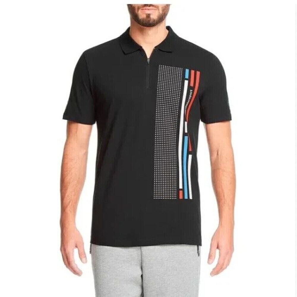 Puma BMW Motorsport 1/4 Zip Graphic Polo Shirt- Black, Size: Large